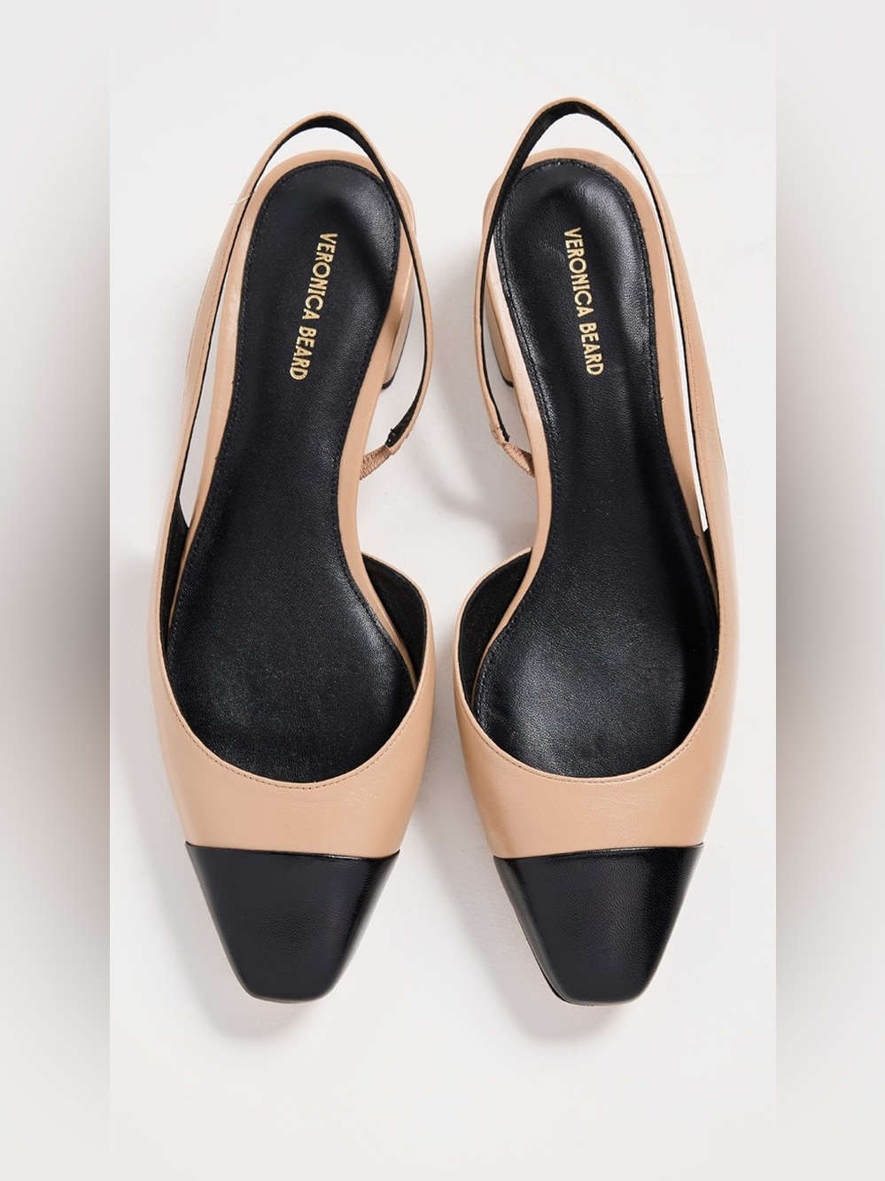 NWOT Veronica Beard Cecile Two-Tone Beige and Black Slingback Flats